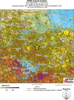 regional depth historical seismicity