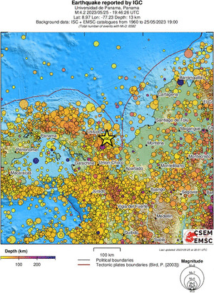 regional depth historical seismicity