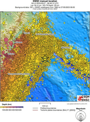 regional depth historical seismicity