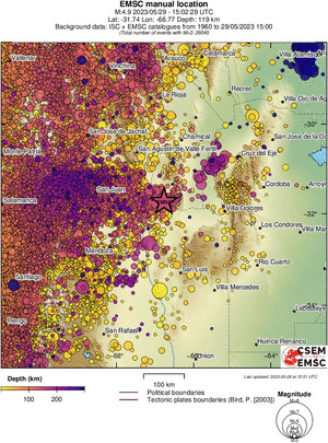 regional depth historical seismicity