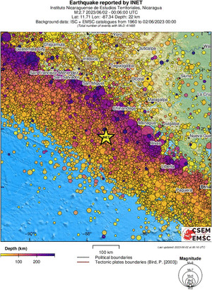 regional depth historical seismicity