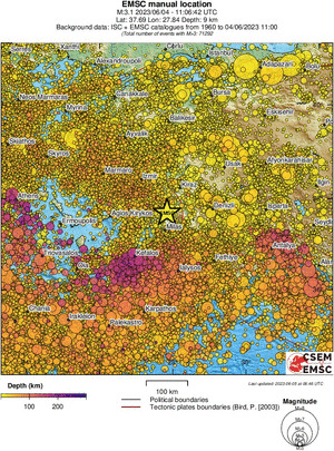 regional depth historical seismicity