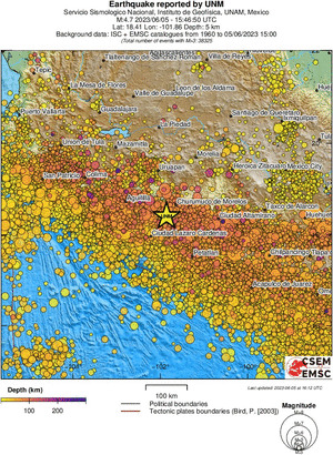 regional depth historical seismicity