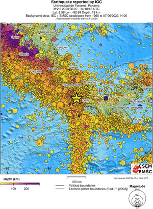 regional depth historical seismicity