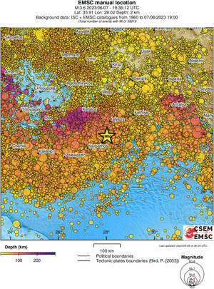 regional depth historical seismicity