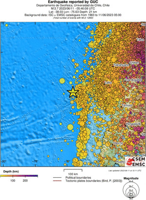 regional depth historical seismicity