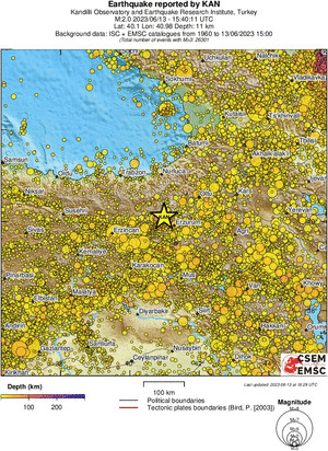 regional depth historical seismicity