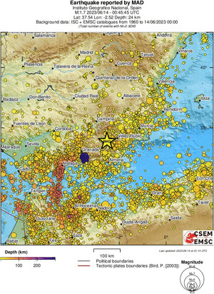 regional depth historical seismicity