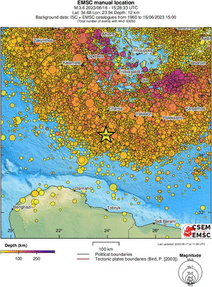 regional depth historical seismicity