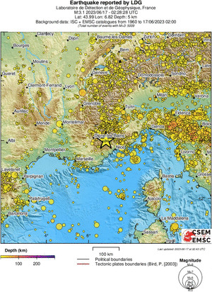 regional depth historical seismicity