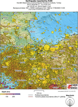 regional depth historical seismicity