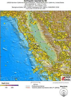 regional depth historical seismicity
