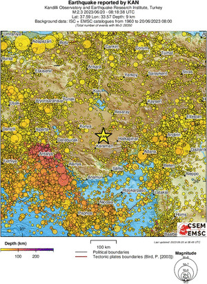 regional depth historical seismicity