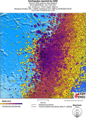 regional depth historical seismicity