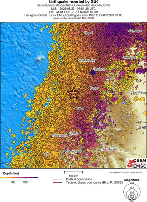regional depth historical seismicity