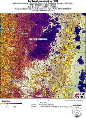 regional depth historical seismicity