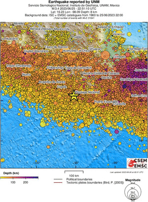 regional depth historical seismicity