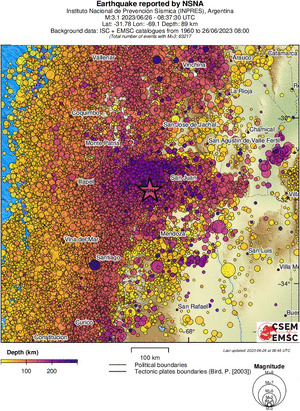 regional depth historical seismicity