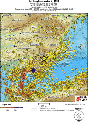 regional depth historical seismicity