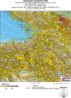 regional depth historical seismicity