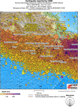 regional depth historical seismicity