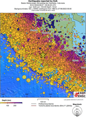 regional depth historical seismicity