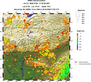 regional depth historical seismicity