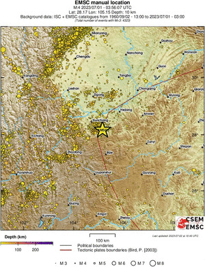 regional depth historical seismicity