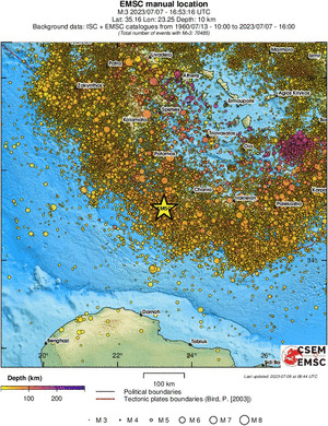 regional depth historical seismicity