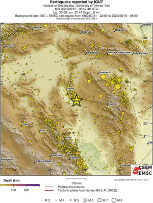 regional depth historical seismicity
