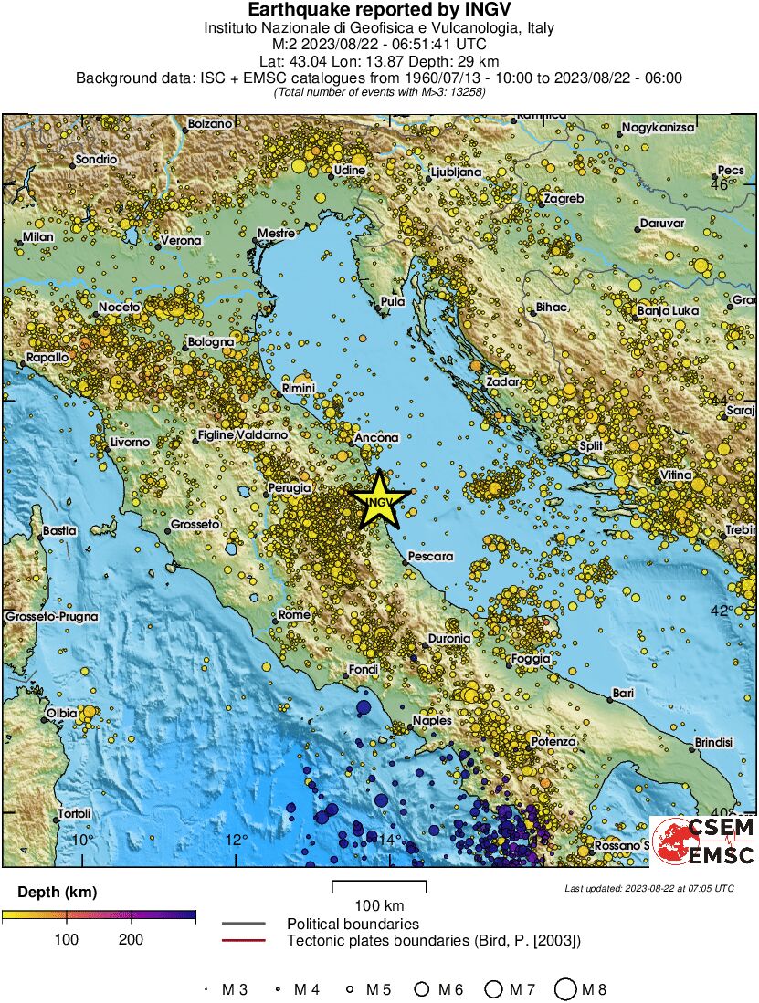 regional depth historical seismicity