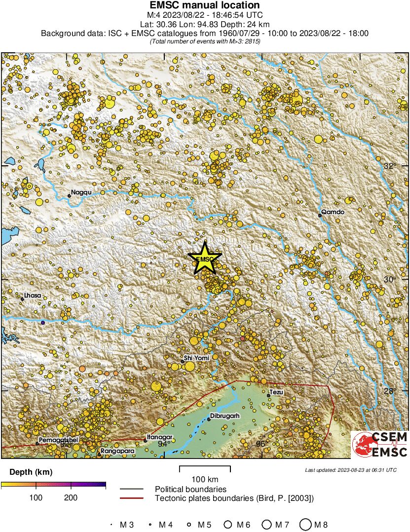 regional depth historical seismicity