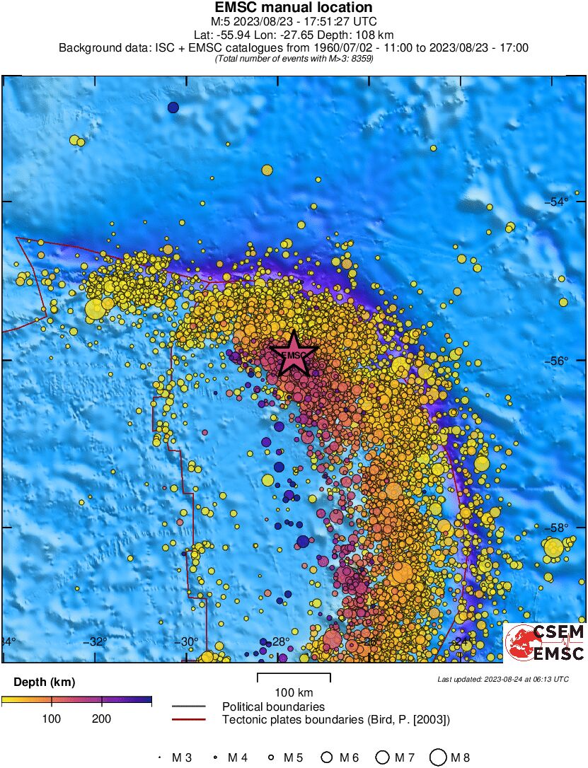 regional depth historical seismicity