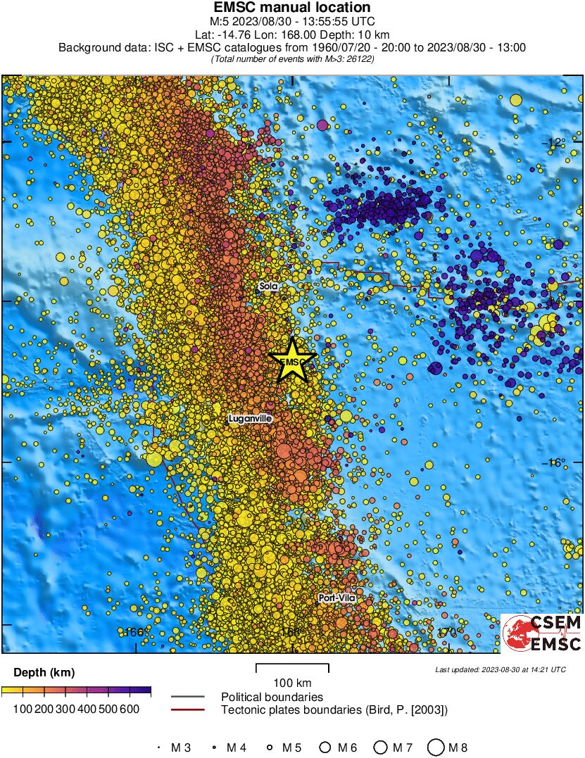 regional depth historical seismicity