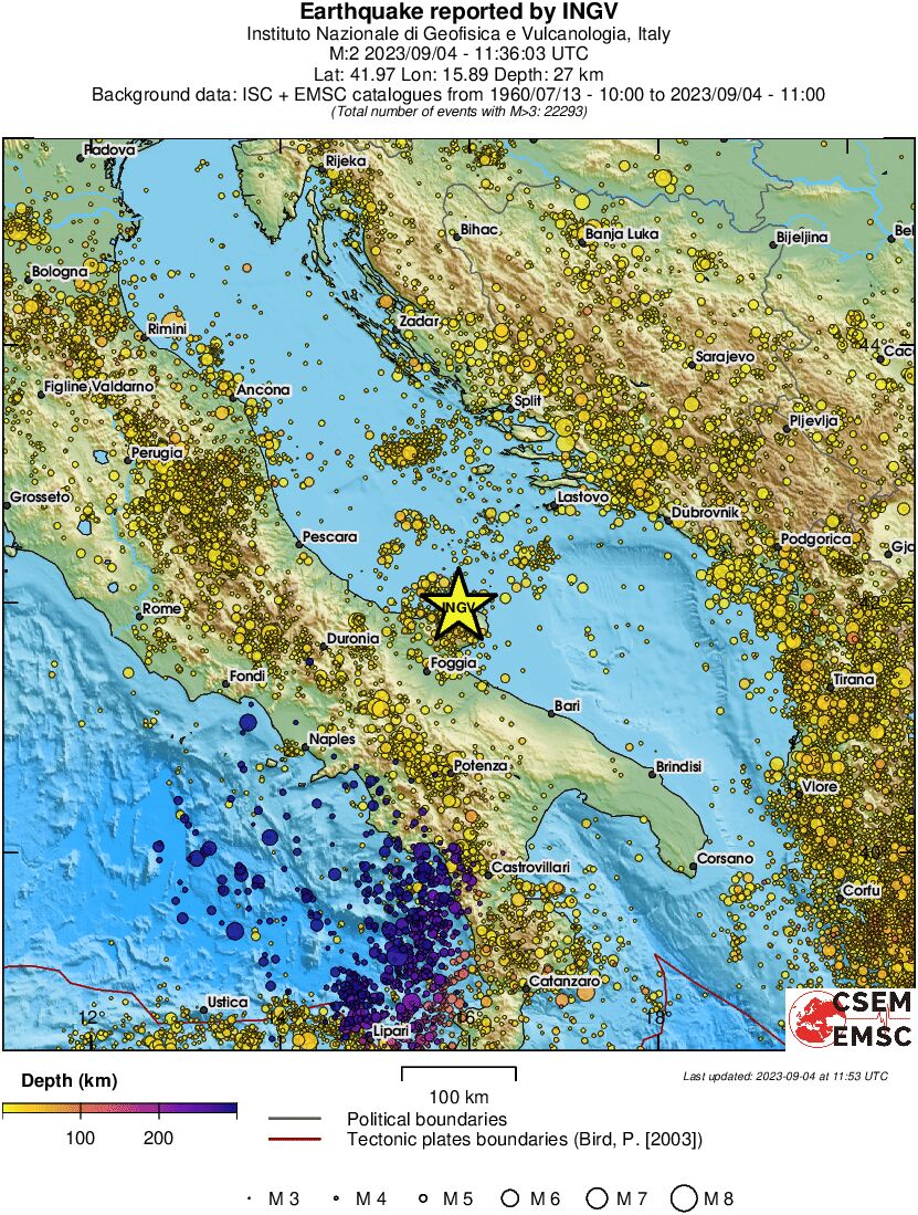 regional depth historical seismicity