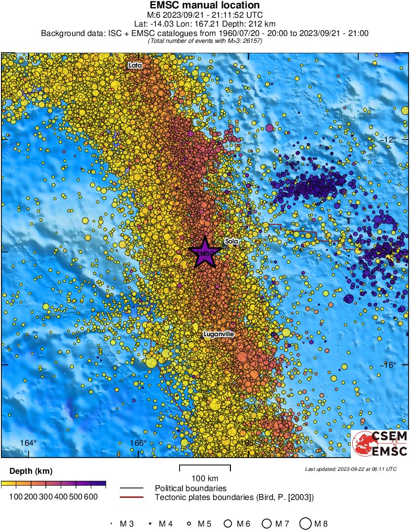 regional depth historical seismicity