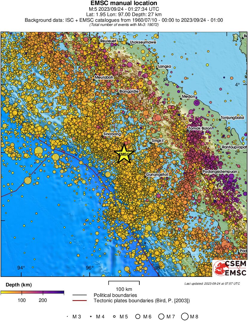 regional depth historical seismicity