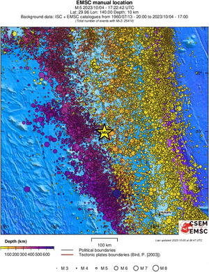 regional depth historical seismicity