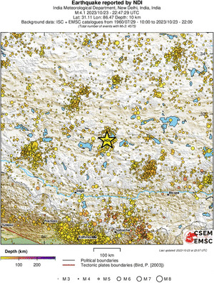regional depth historical seismicity