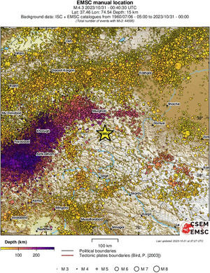regional depth historical seismicity