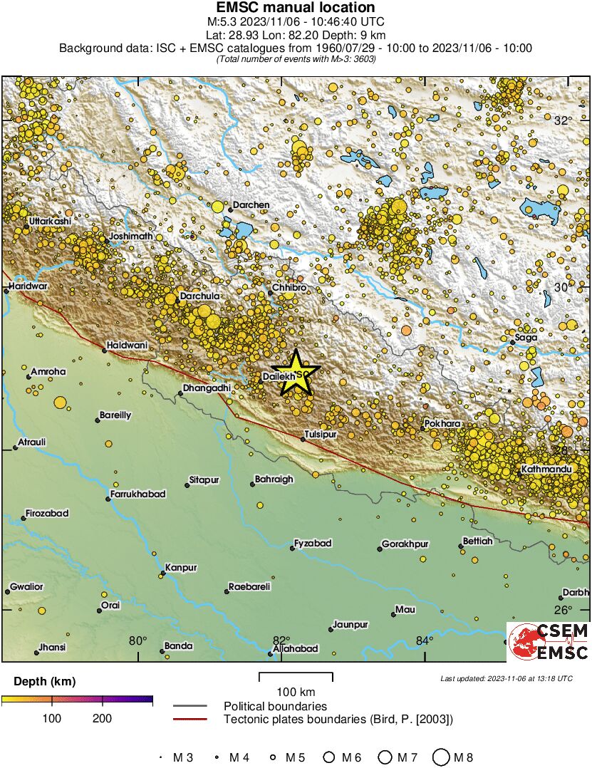 regional depth historical seismicity