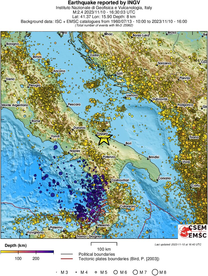 regional depth historical seismicity