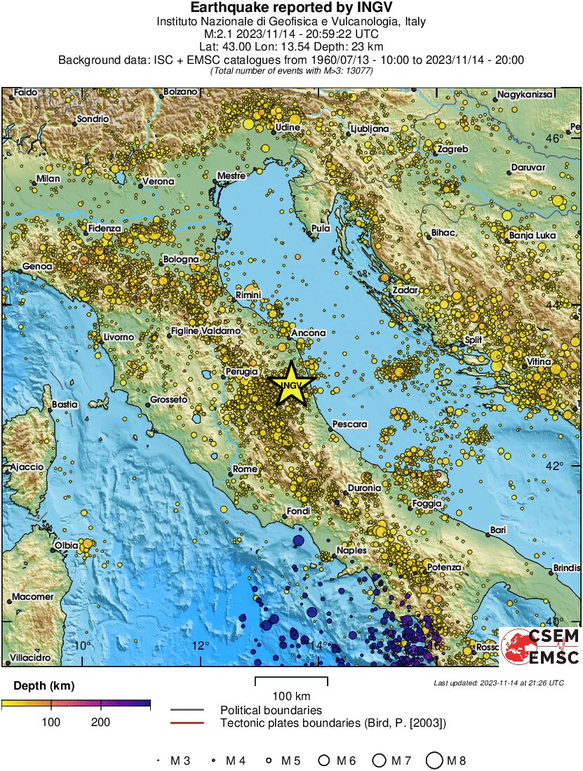 regional depth historical seismicity