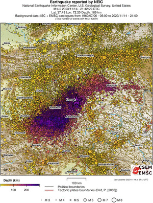 regional depth historical seismicity