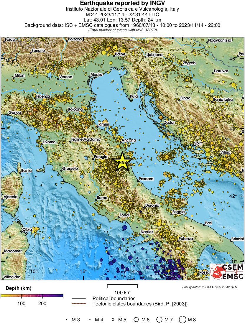 regional depth historical seismicity