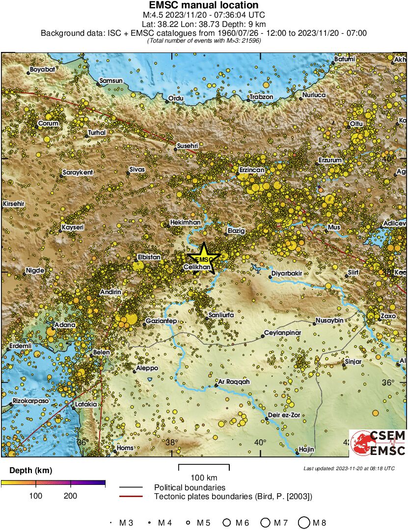 regional depth historical seismicity