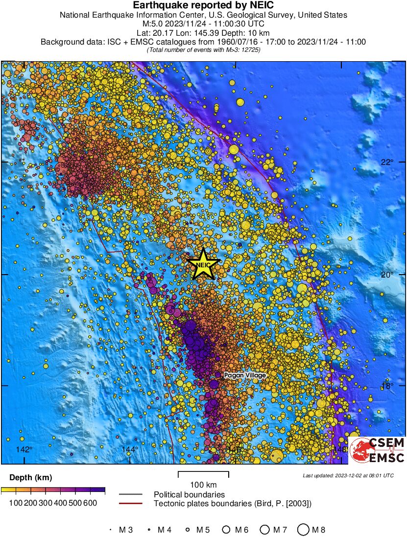 regional depth historical seismicity