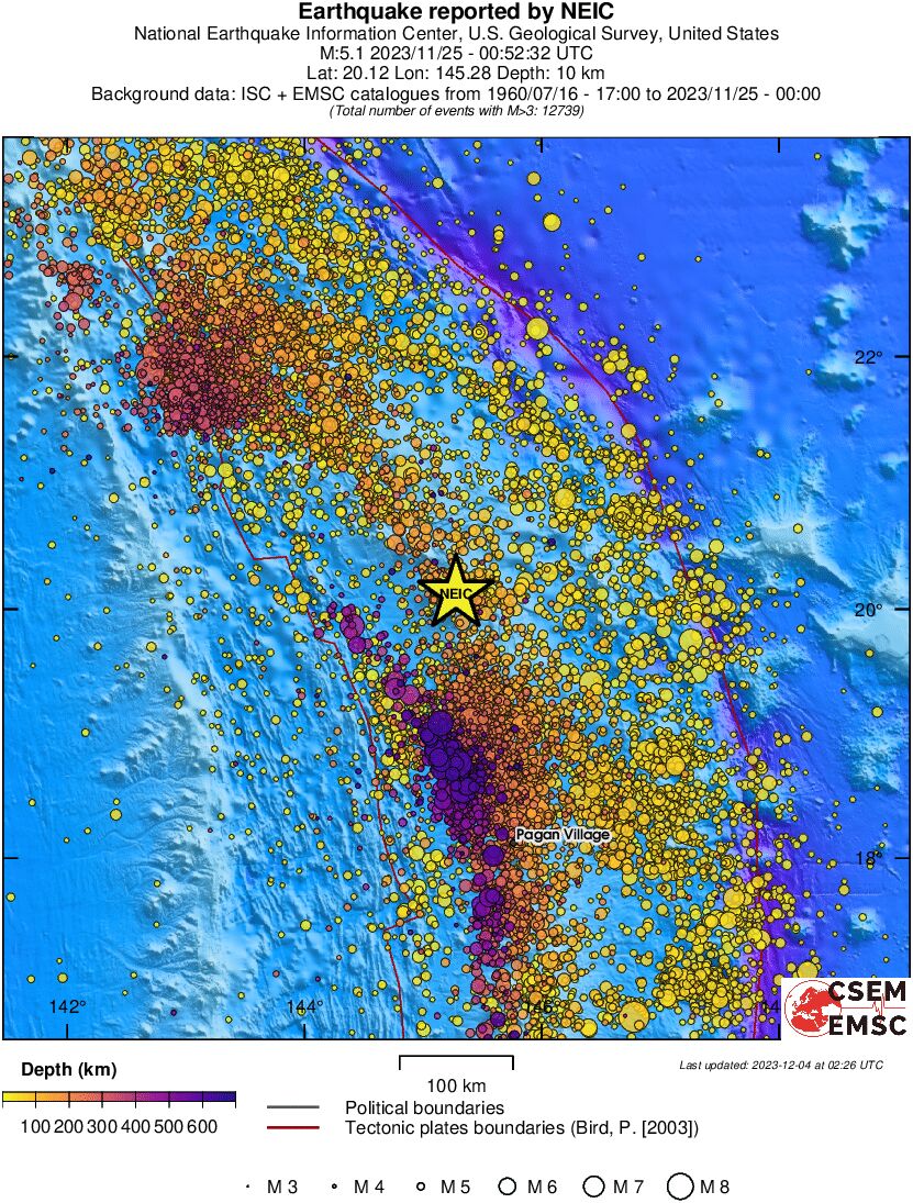regional depth historical seismicity