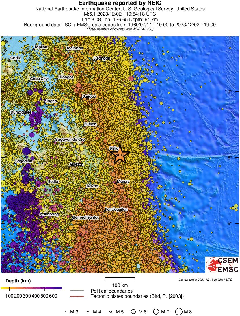 regional depth historical seismicity