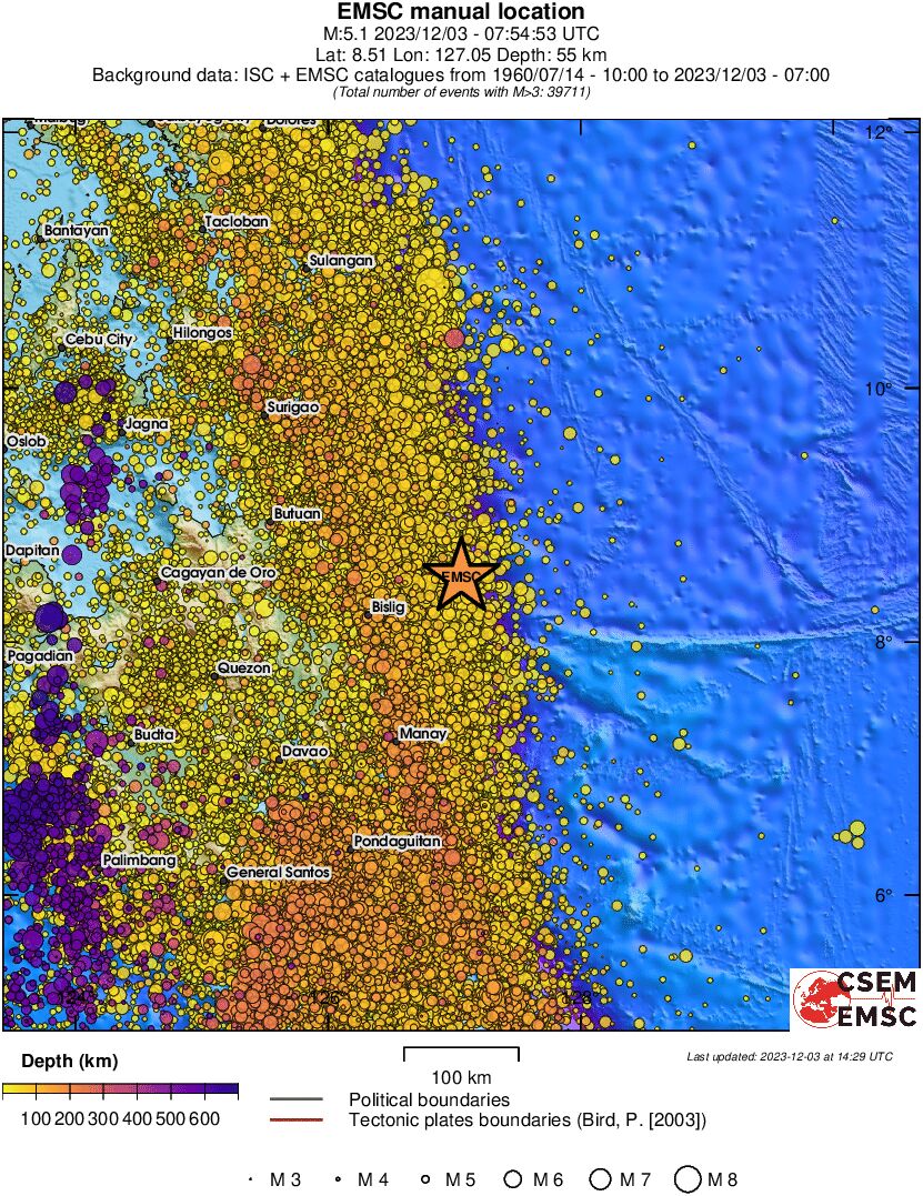 regional depth historical seismicity